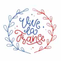 Free vector bastille day lettering with leaves
