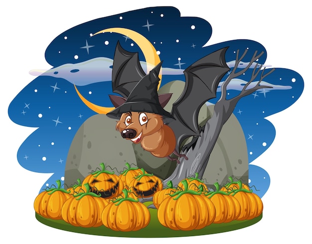 Vettore gratuito un pipistrello in tema di halloween