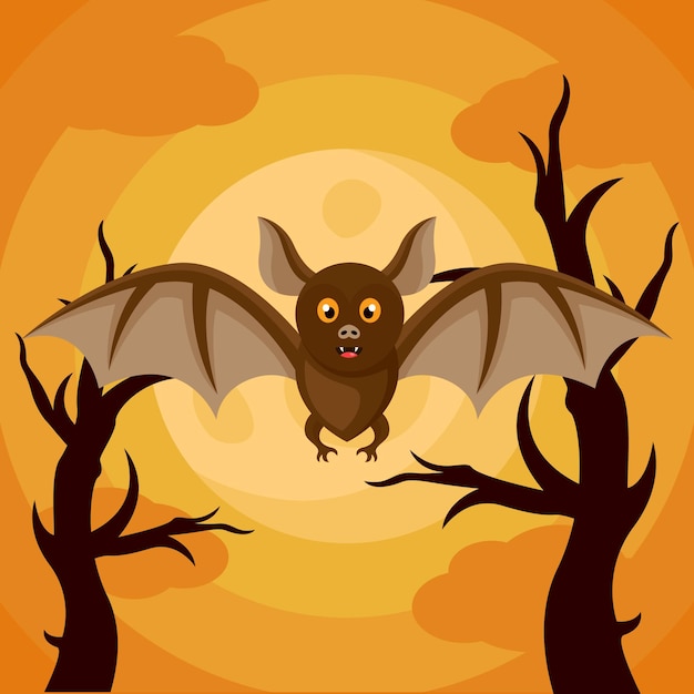 Bat monster logo design for halloween poster or background