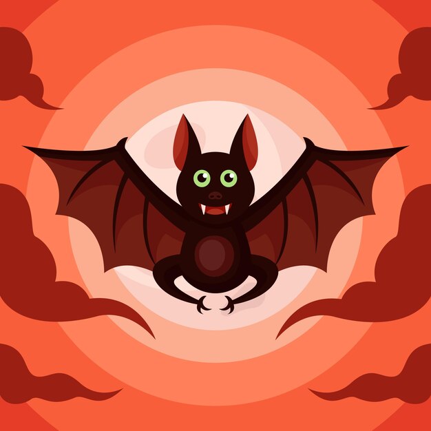 Bat monster logo design for halloween poster or background