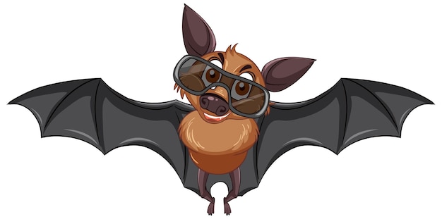 Vettore gratuito personaggio dei cartoni animati da portare degli occhiali da sole del pipistrello su priorità bassa bianca