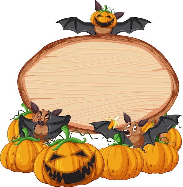 Free vector bat with wooden sign banner