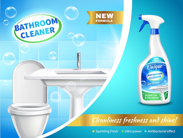 Free vector bathroom cleaner advertising composition