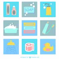 Free vector bathroom flat icons pack