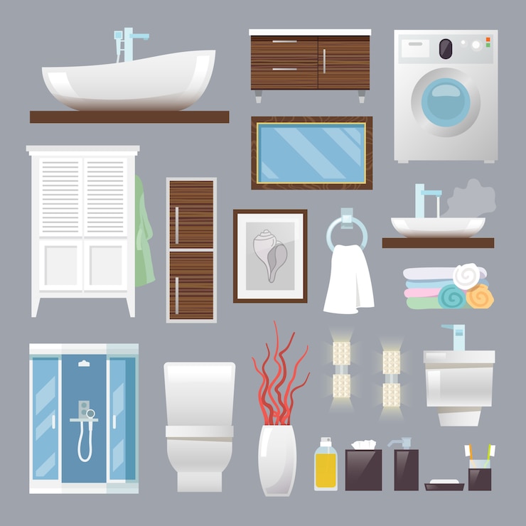 Free Vector bathroom furniture flat