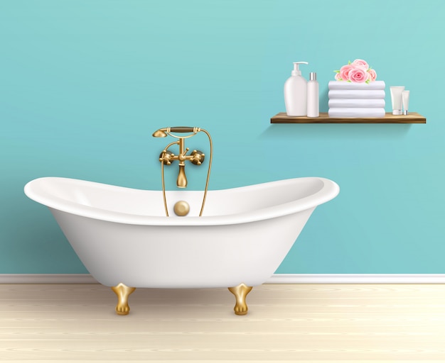 Интерьер ванной Цветной Плакат