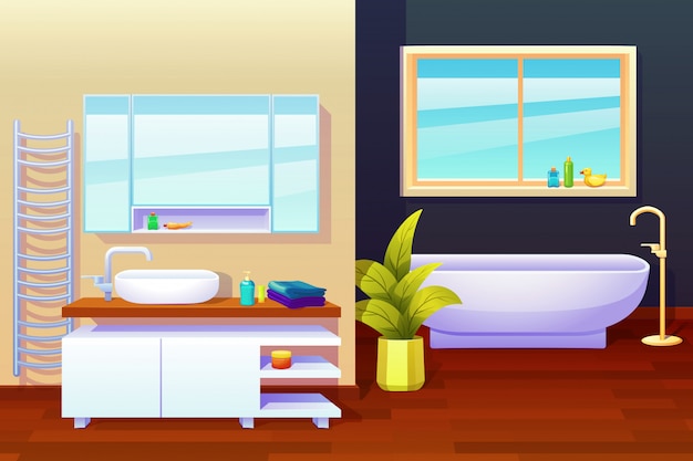 Free vector bathroom interior design composition illustration