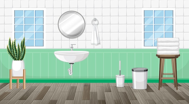 Bathroom interior design with furniture