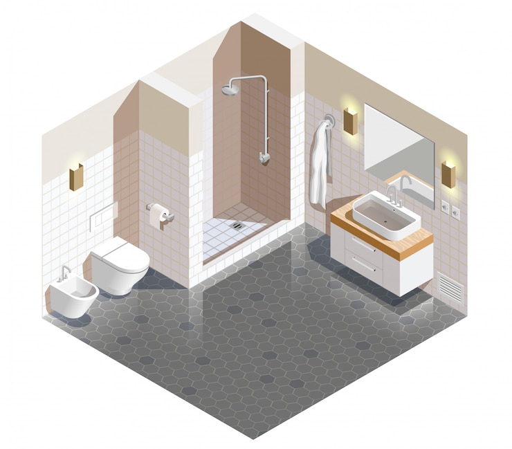 Free Vector bathroom interior isometric scene