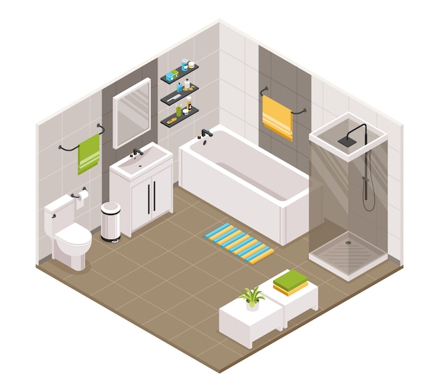 Bathroom Interior Isometric