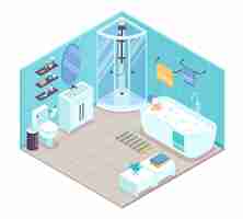 Free vector bathroom interior isometric