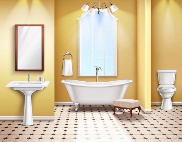 Free vector bathroom interior realistic illustration