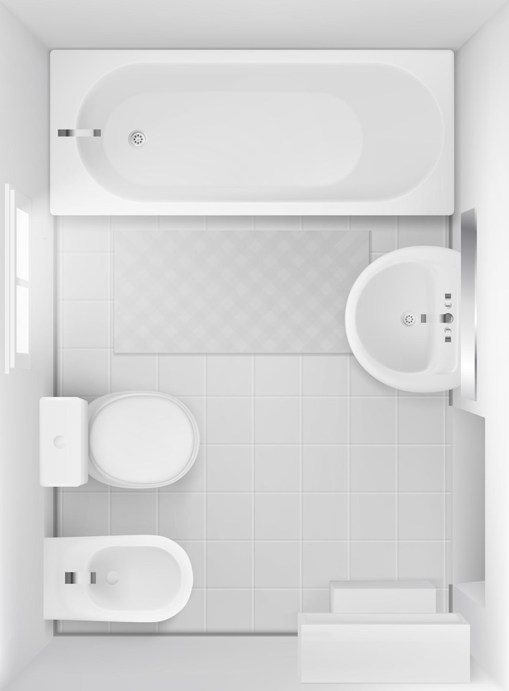 Free Vector bathroom interior, top view