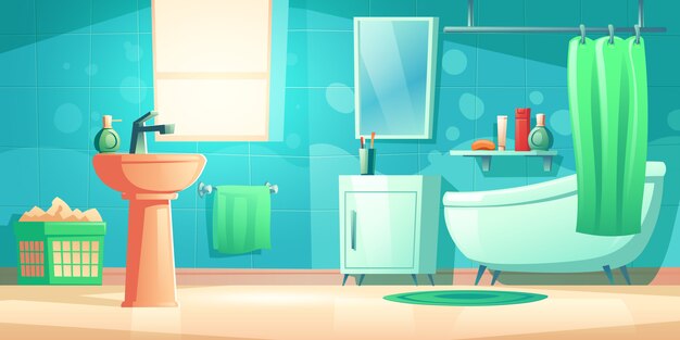 bathroom interior with bath, sink and mirror