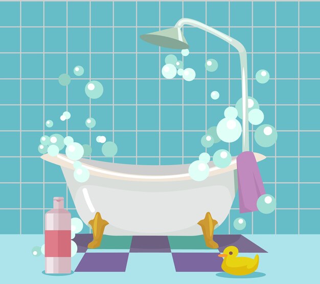 おしゃれなバスルームのイラスト 無料のベクター