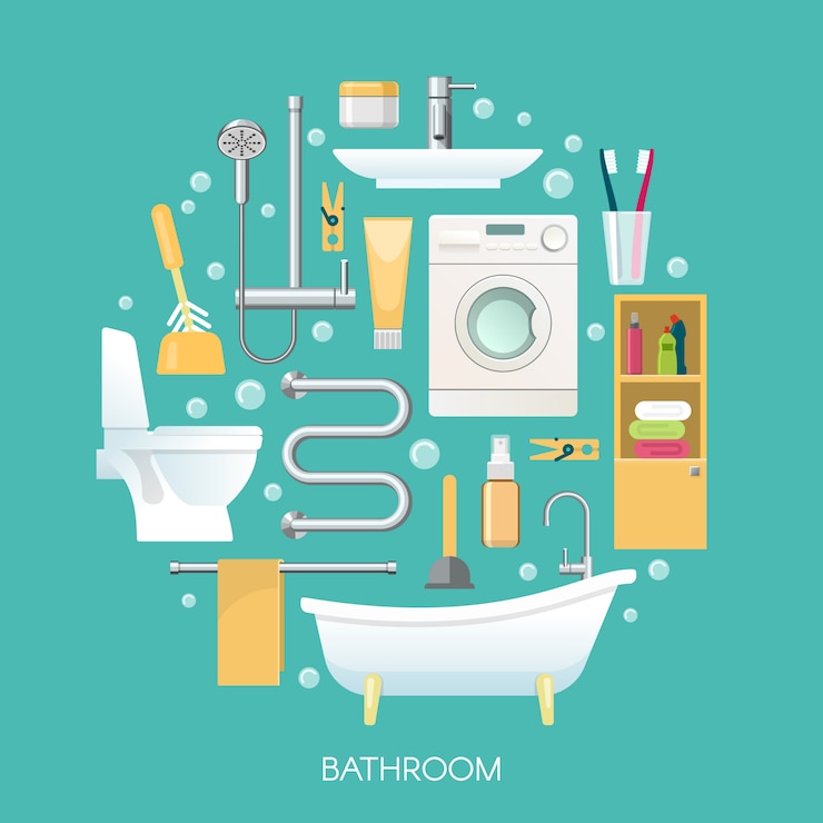 Free Vector bathroom round composition