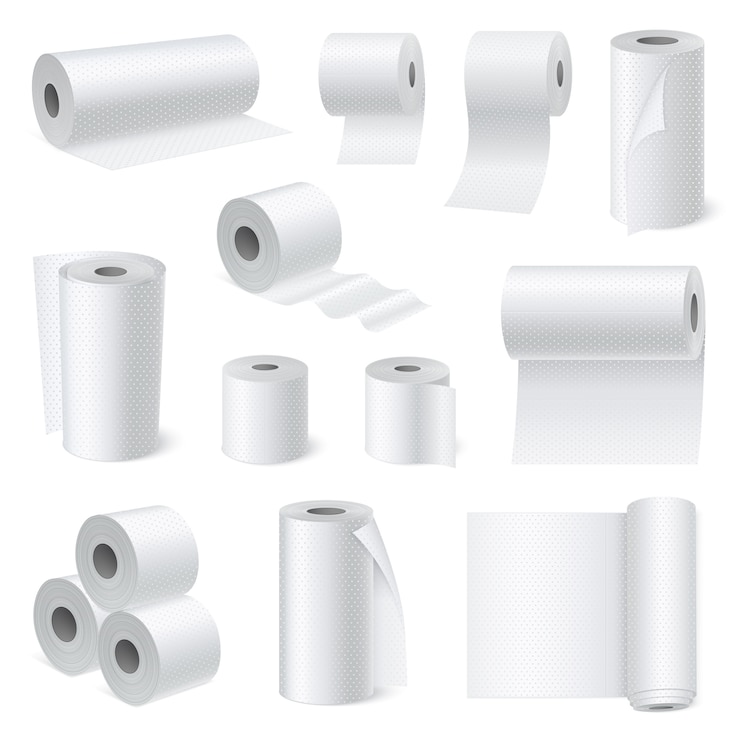 Free Vector bathroom scroll paper realistic set