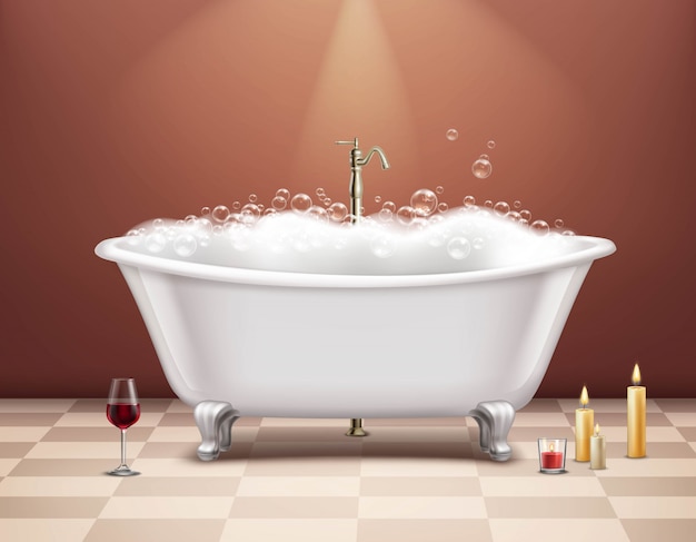 Free vector bathtub with foam composition