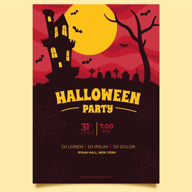 Bats of the castle halloween poster template