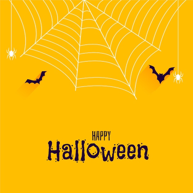 Bats and spider on happy halloween banner