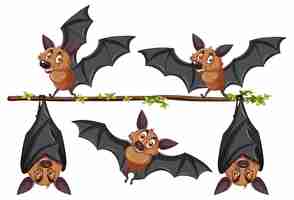 Free vector bats on a tree branch