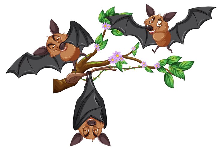 Free Vector bats on a tree branch