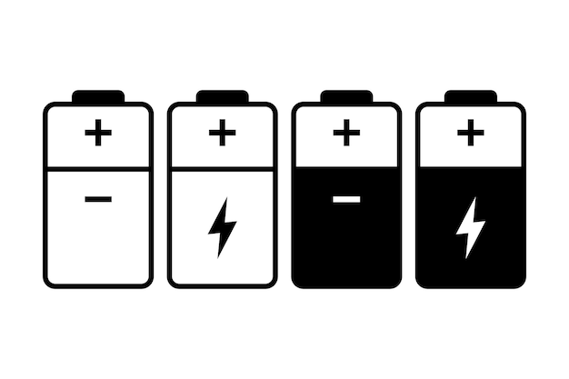 Free Vector battery four set glyph style