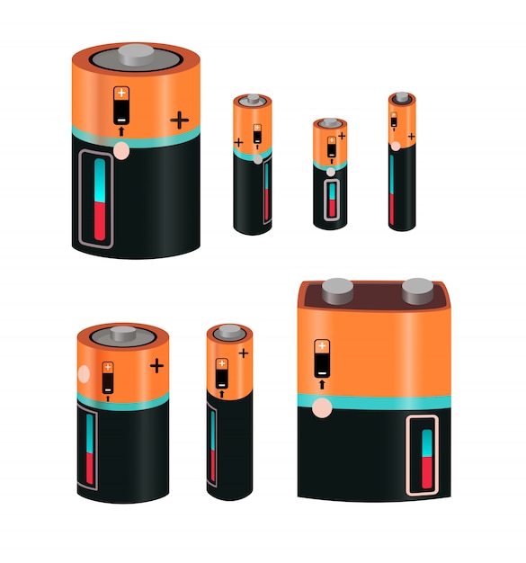 Free vector battery types  s set