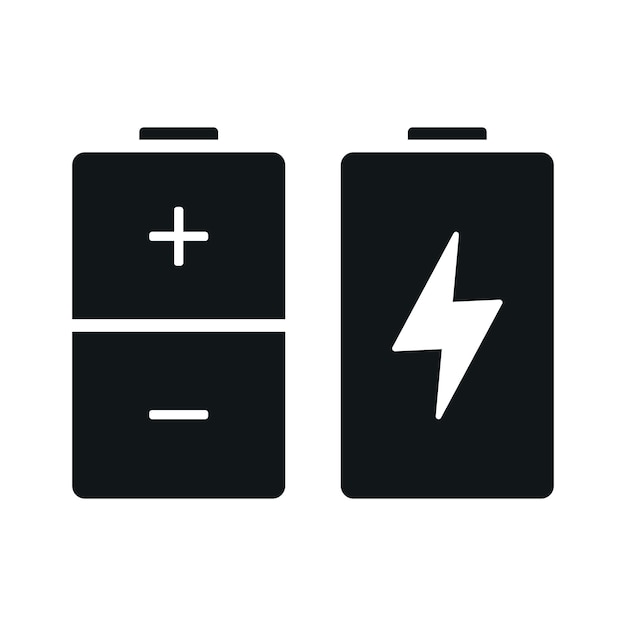 Free vector batterys set of two glyph style
