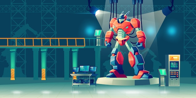 Battle robot transformer in science laboratory.