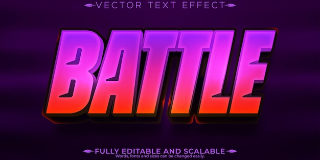 Free vector battle text effect editable war and combat customizable font style