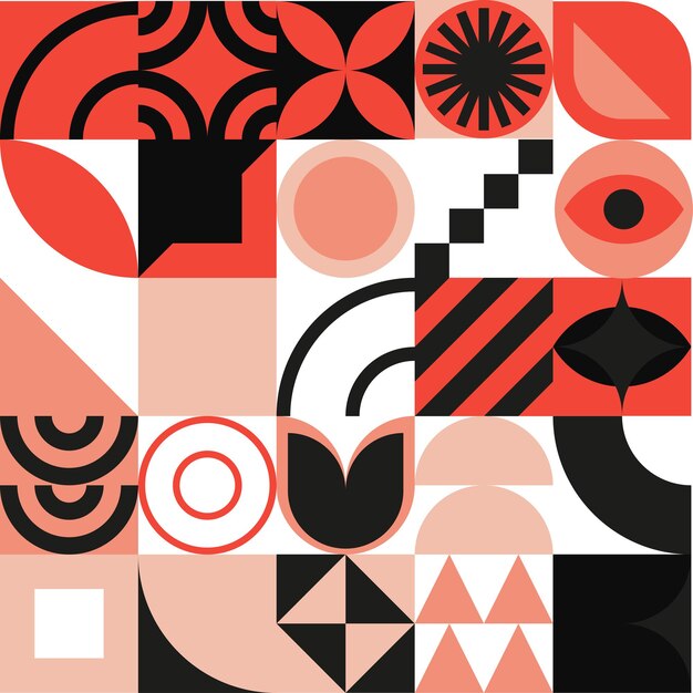 Bauhaus geometric design with eyes elements. primitive modern shapes and forms. vector interior posters, covers, banners.