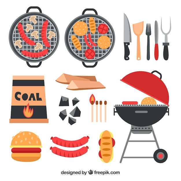 Free vector bbq attributes in flat design