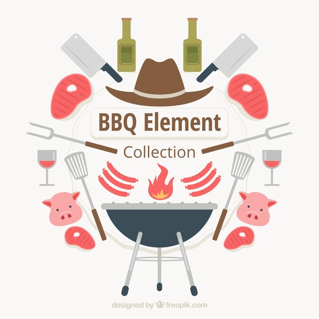 無料ベクター フラットデザインのbbq属性