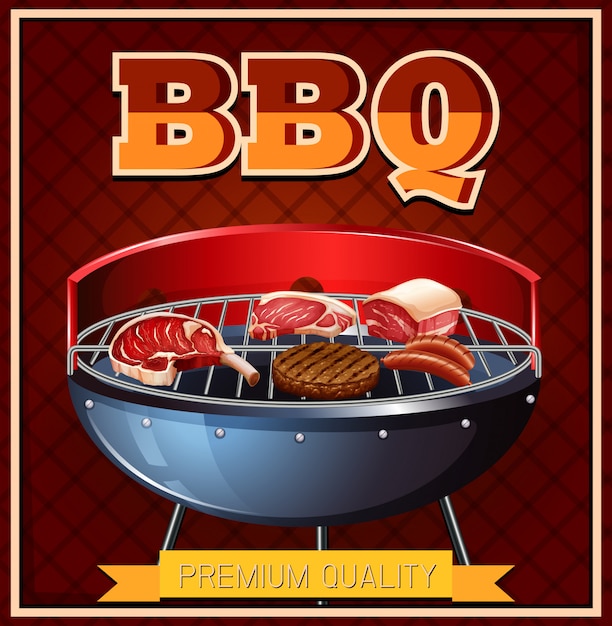 Free vector bbq beef on grill