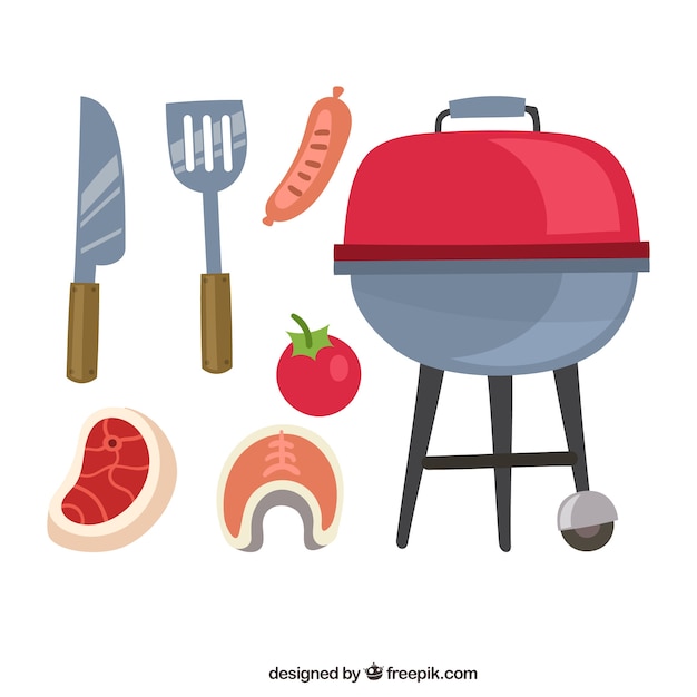 Bbq elements in flat design