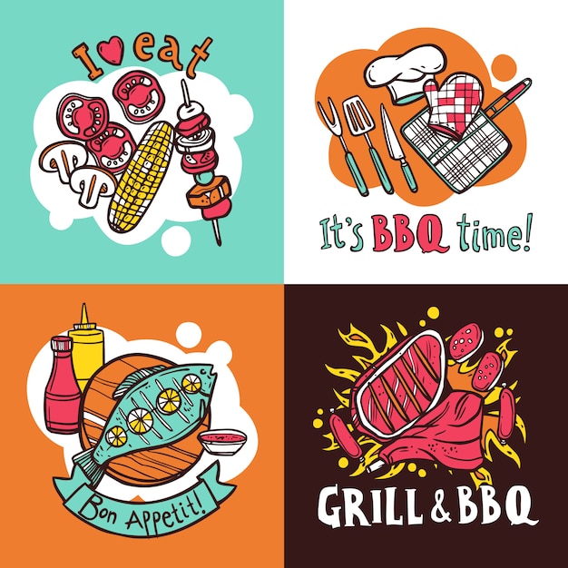 Bbq Grill Design Concept Set