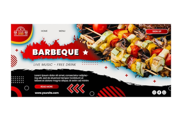 無料ベクター bbqランディングページテンプレート