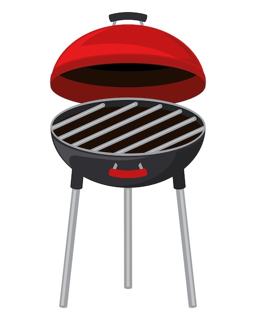 Vettore gratuito attrezzatura per barbecue con forno aperto