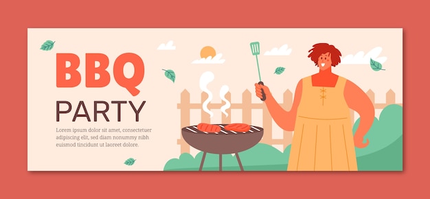 Free vector bbq party facebook cover template