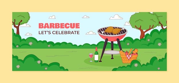 Vettore gratuito modello di copertina facebook per festa barbecue