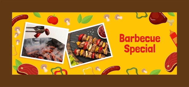 Vettore gratuito modello di copertina facebook per festa barbecue