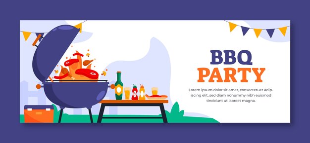 Free Vector bbq party facebook cover template
