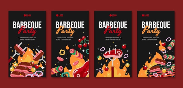 Free vector bbq party instagram stories template