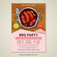 Vettore gratuito invito a una festa per barbecue in design realistico