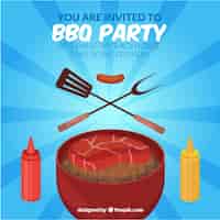 Бесплатное векторное изображение Приглашение на вечеринку bbq с грилем