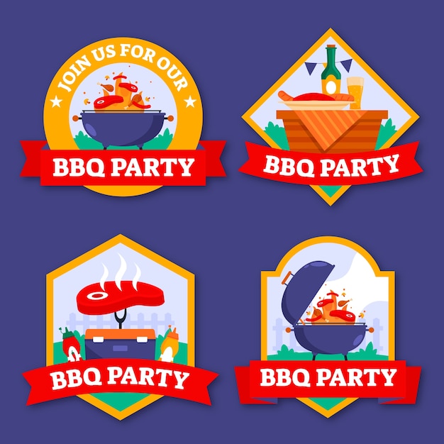 Free vector bbq party labels  template