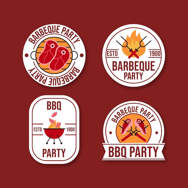 Free vector bbq party labels  template