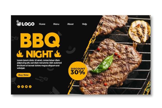 Vettore gratuito modello di pagina di destinazione per barbecue