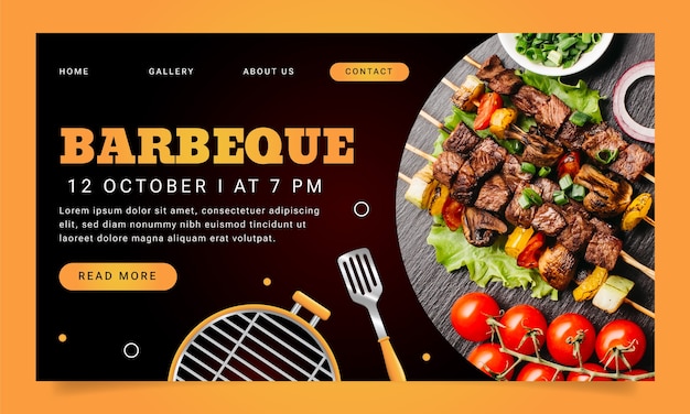 Free vector bbq party landing page template